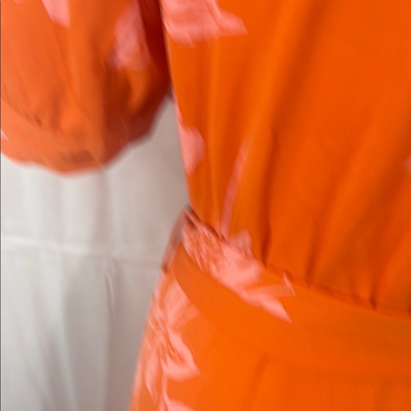 Nicole Miller Orange Midi Dress Buttoned Tie Front Size 8 - Picture 12 of 12